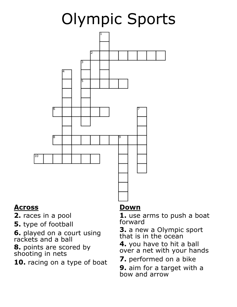 Olympic Sports Crossword