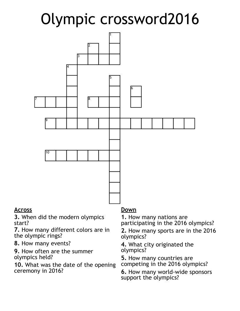 Olympic crossword2016