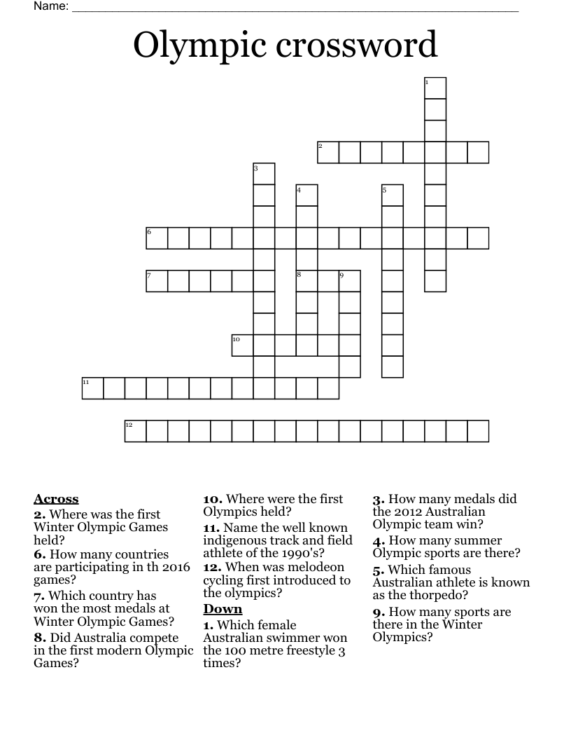 Olympic crossword