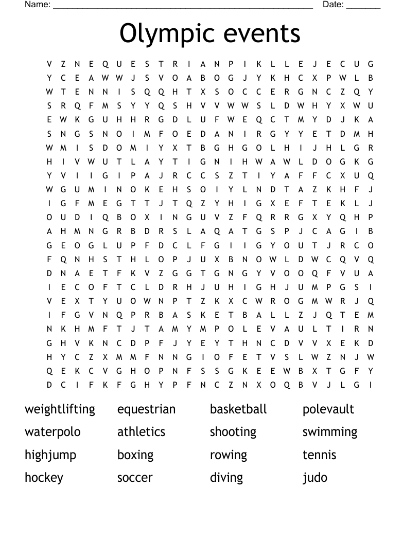 Olympic events Word Search