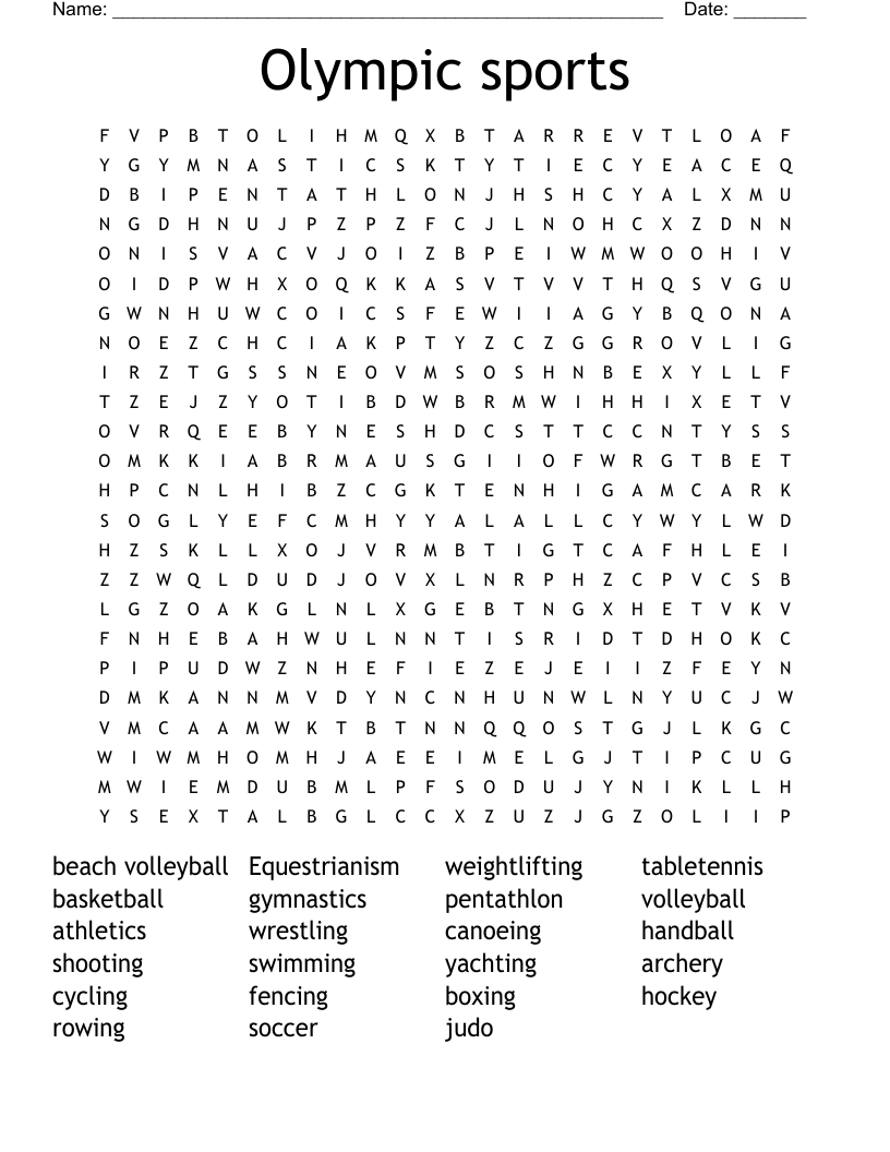 Olympic sports Word Search