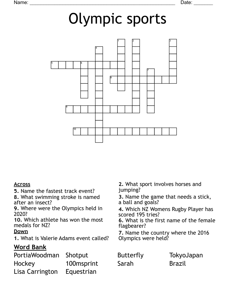 Olympic sports Crossword
