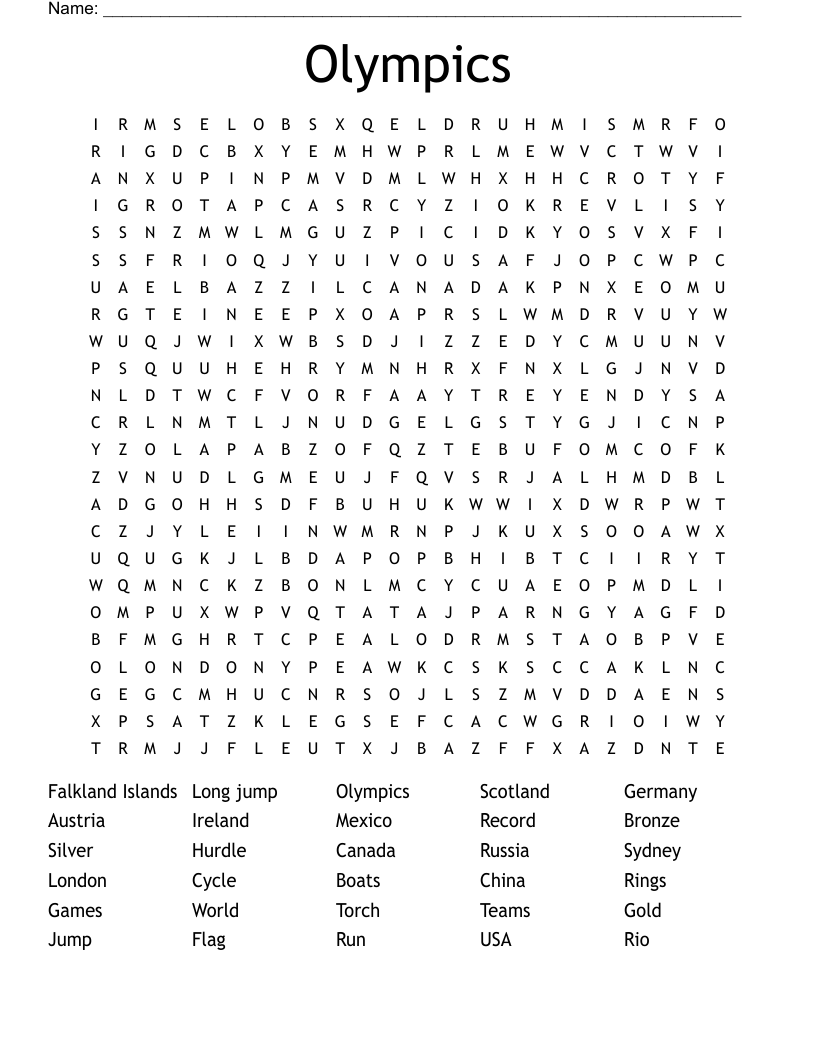 Olympics Word Search