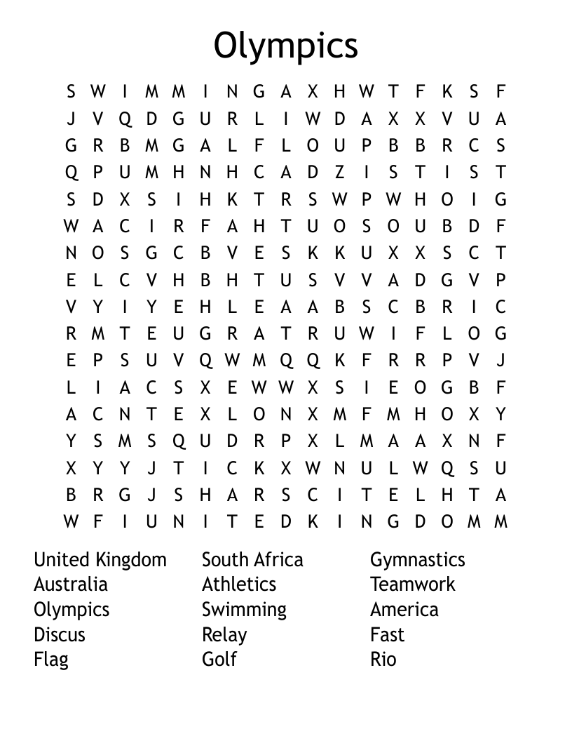 Olympics Word Search