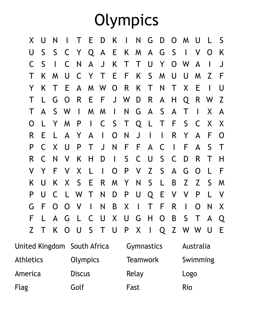 Olympics Word Search