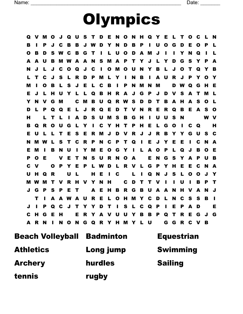 Olympics Word Search