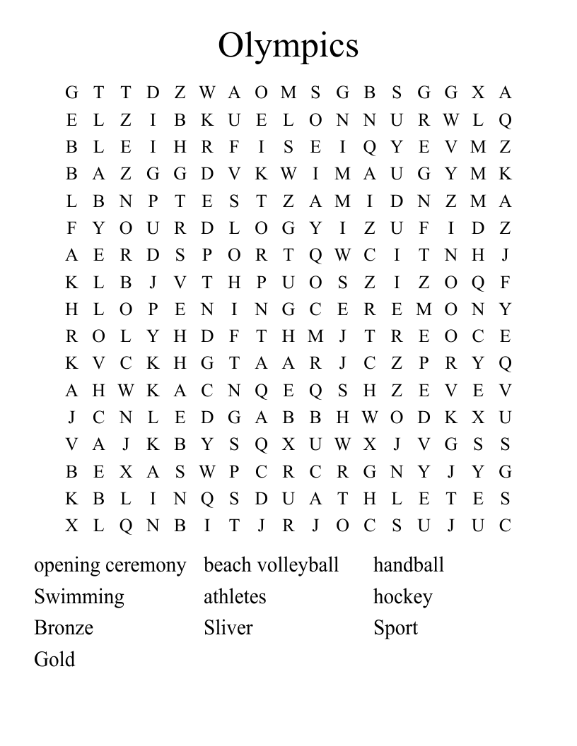 Olympics Word Search