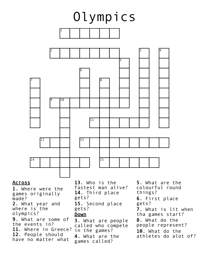 Olympics Crossword