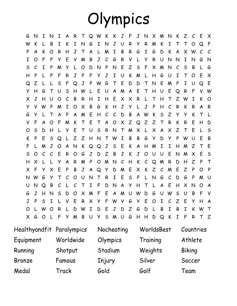Olympics Word Search