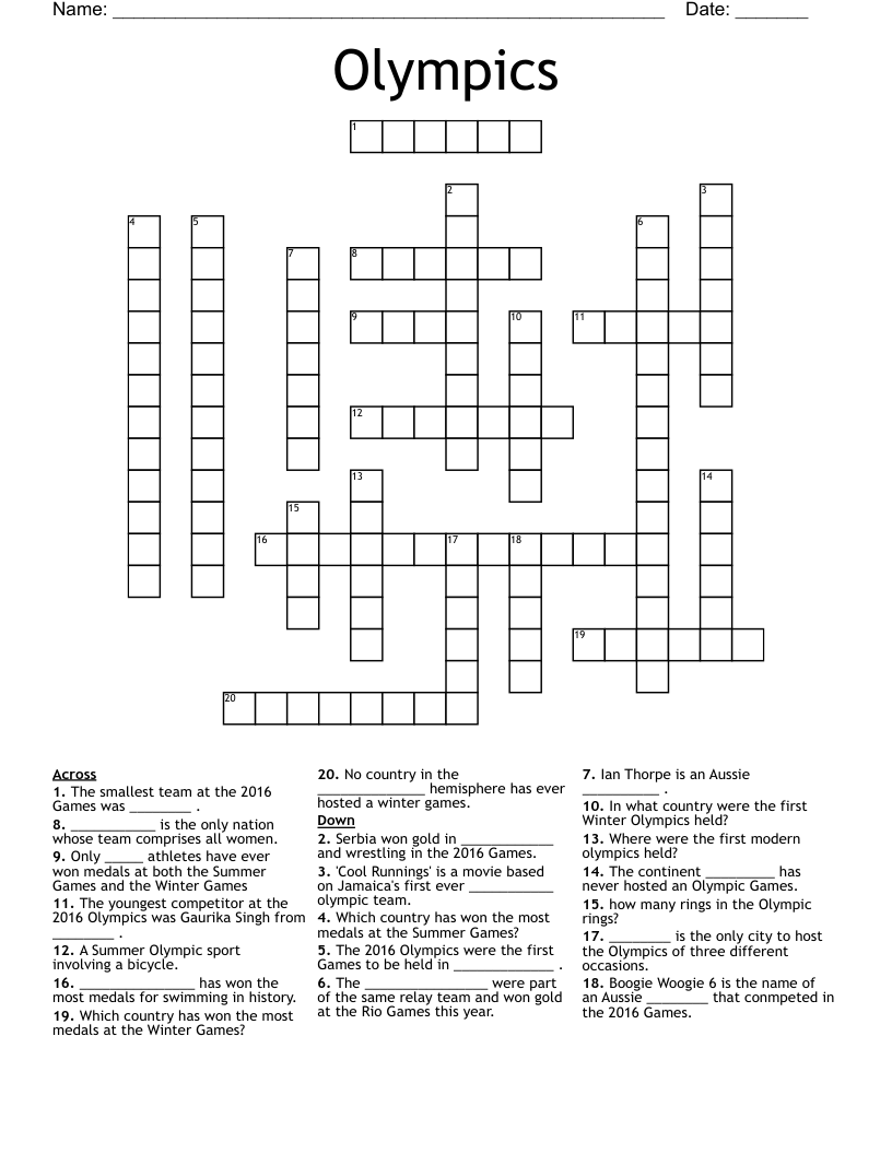 Olympics Crossword