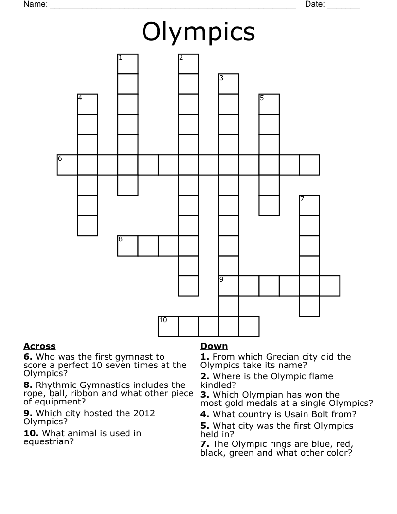 Olympics Crossword