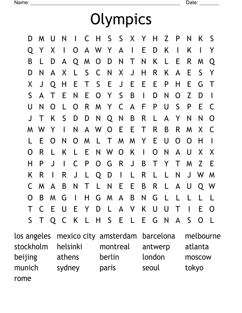 Olympics Word Search