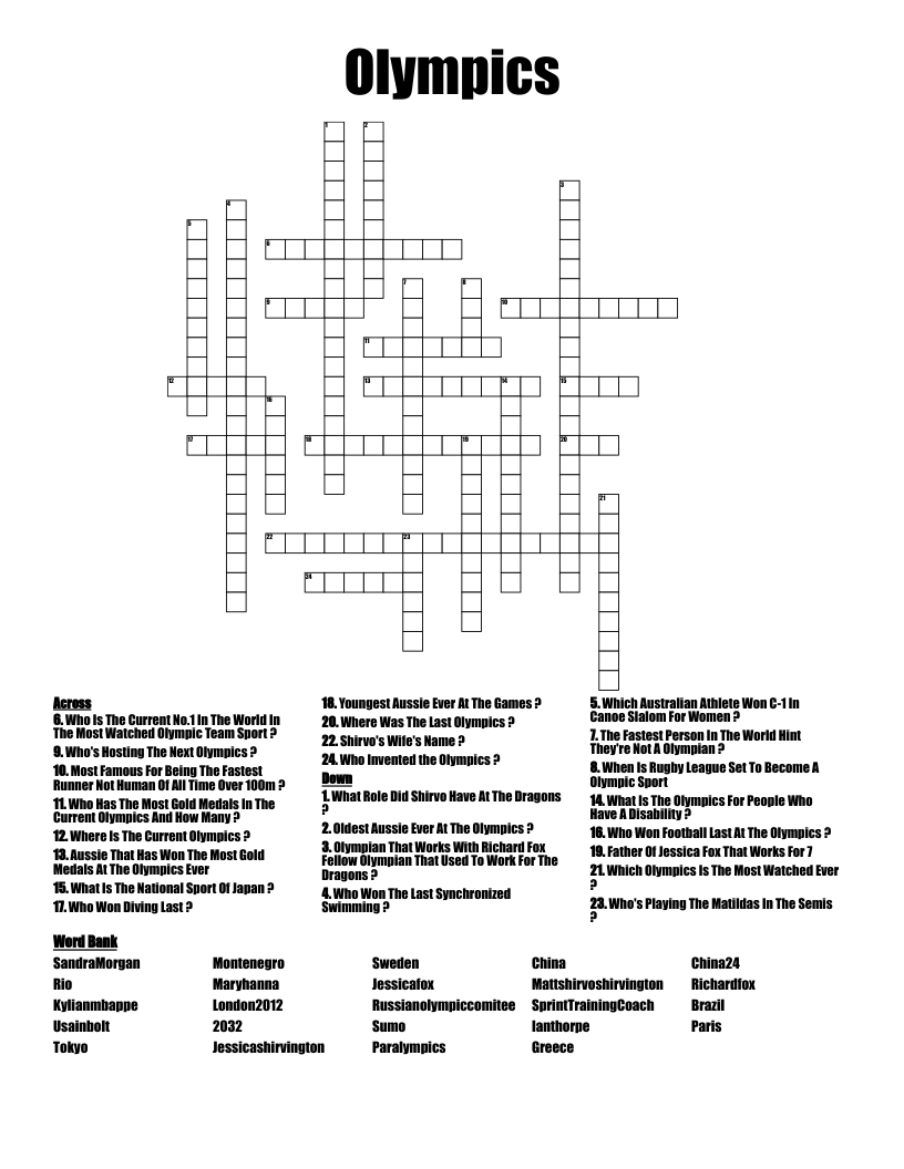 Olympics Crossword