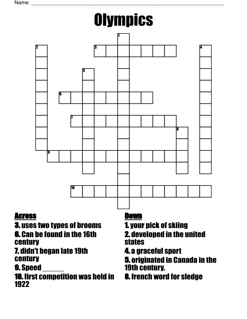 Olympics Crossword