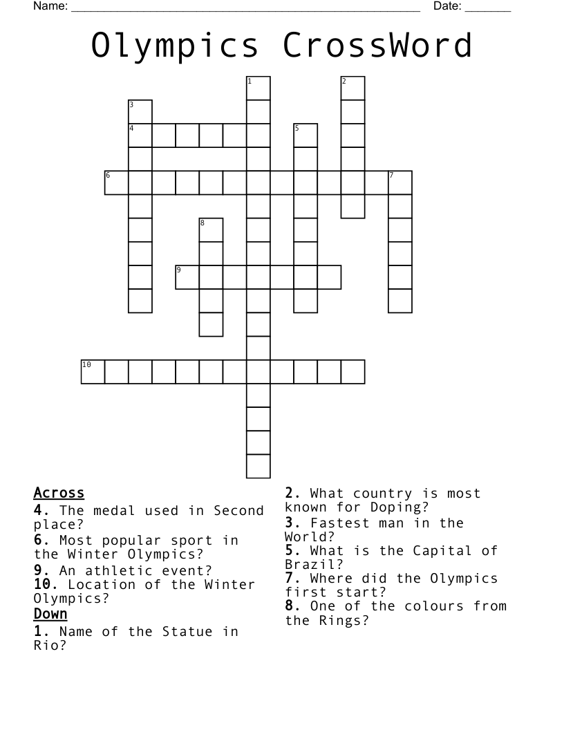 Olympics CrossWord 