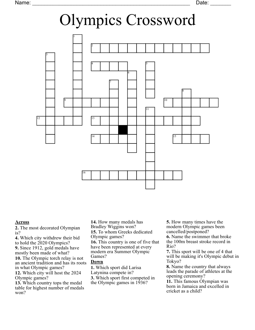 Olympics Crossword