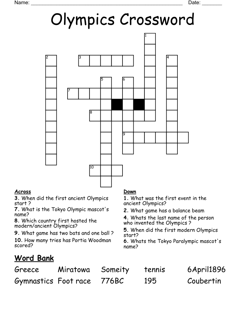 Olympics Crossword 