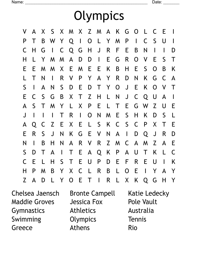 Olympics  Word Search