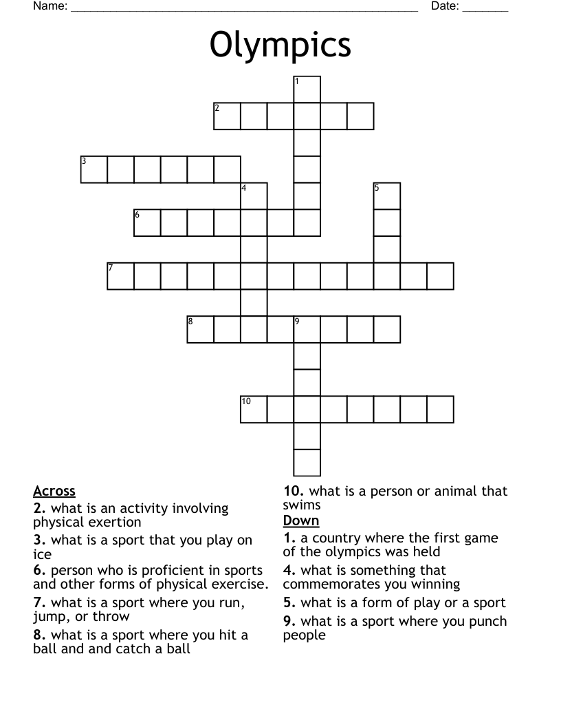 Olympics  Crossword