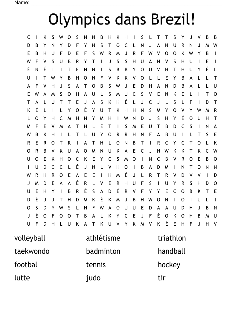 Olympics dans Brezil! Word Search