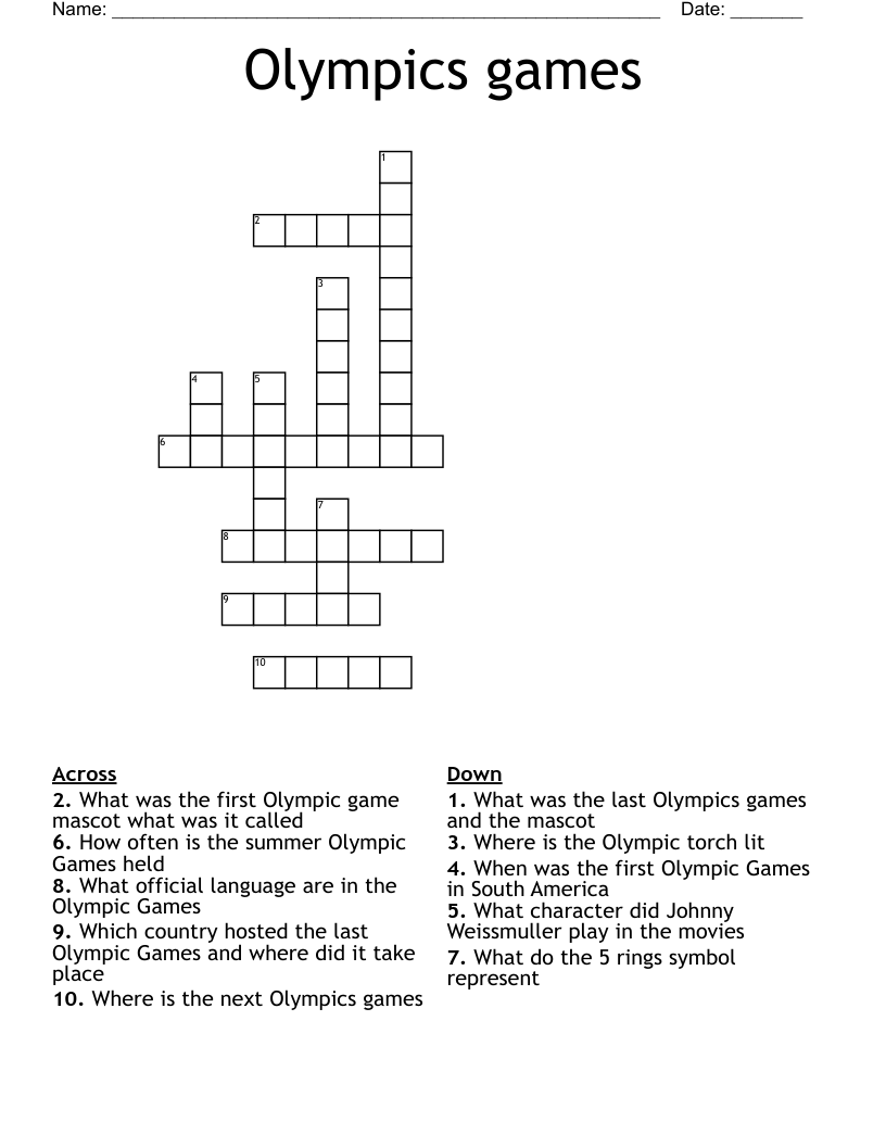 Olympics games Crossword