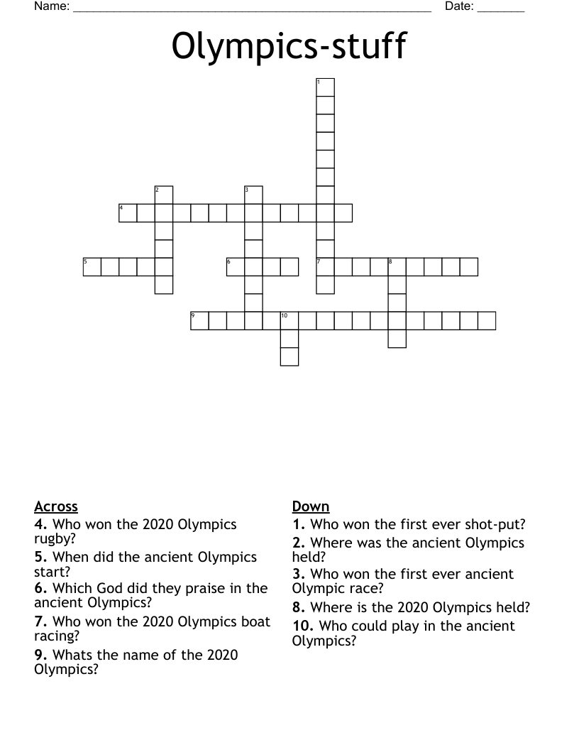 Olympics-stuff Crossword