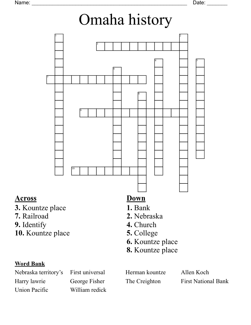 Omaha history Crossword