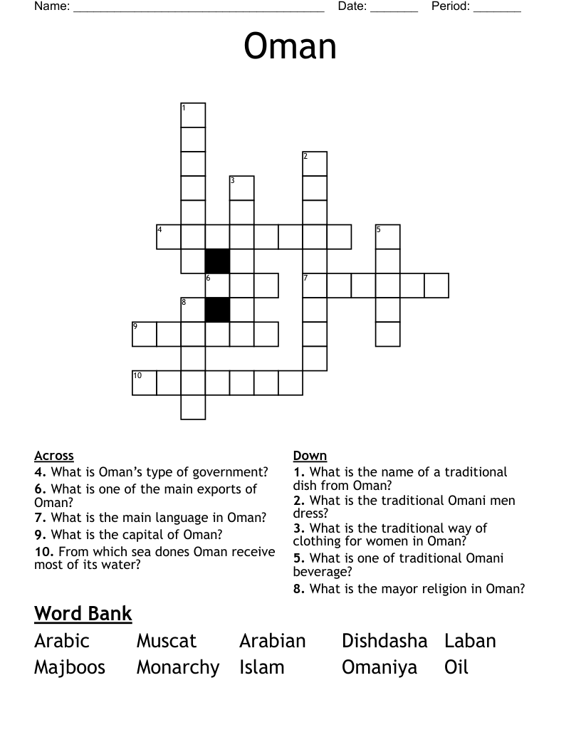 Oman Crossword