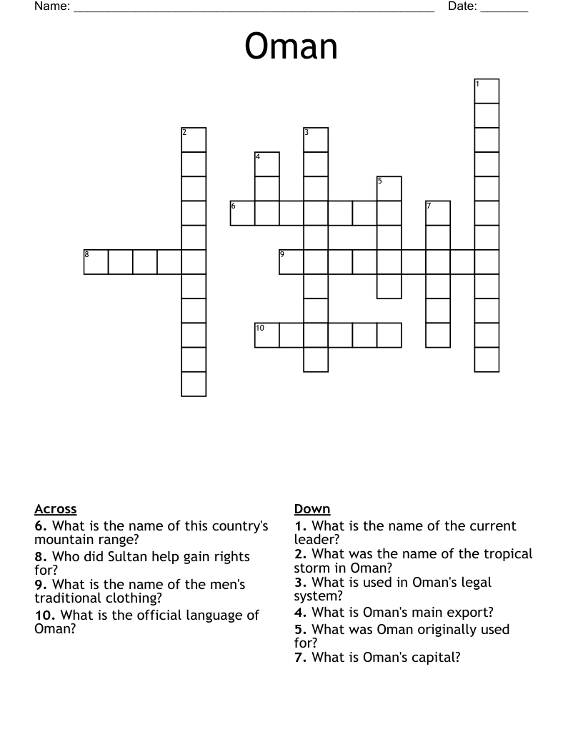 Oman  Crossword