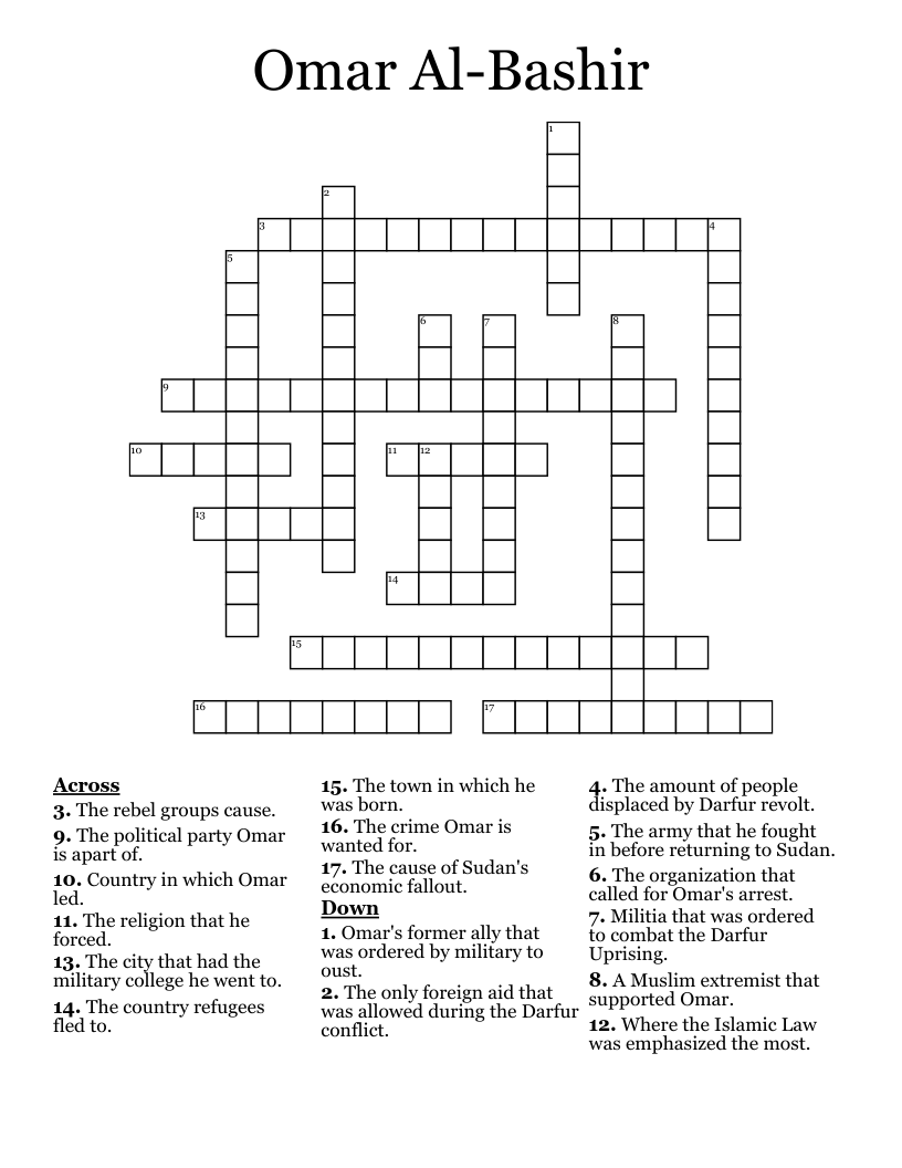 Omar Al-Bashir Crossword