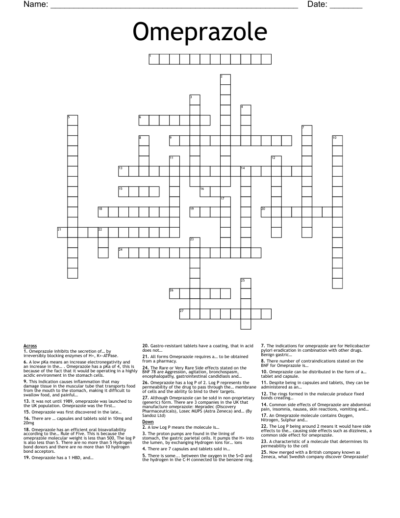 Omeprazole Crossword