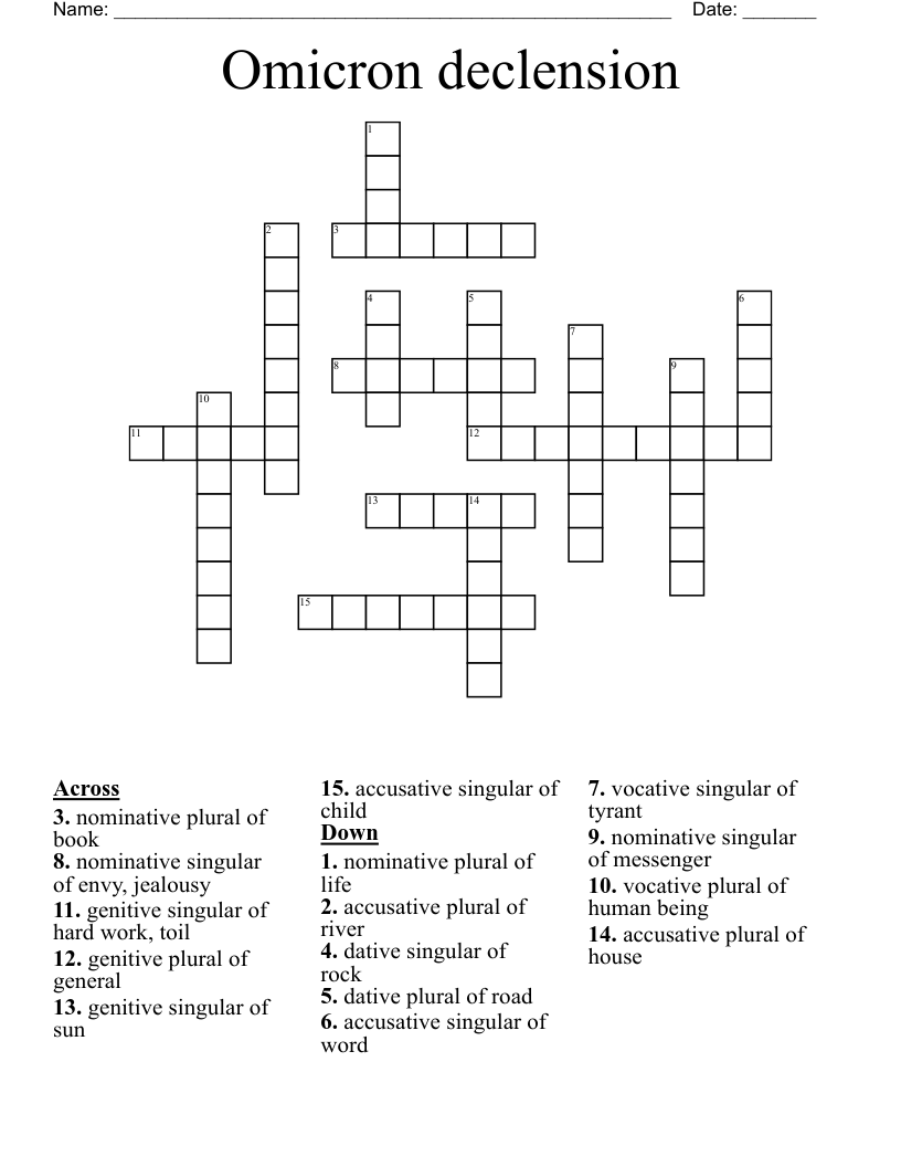 Omicron declension Crossword