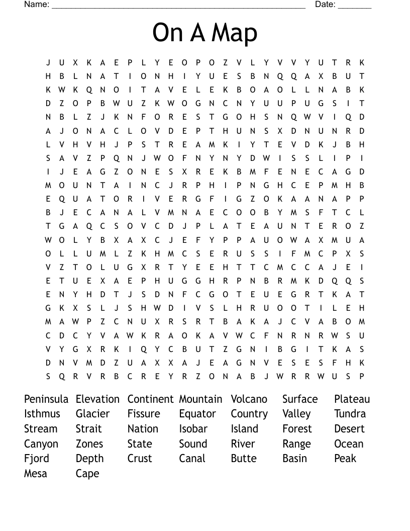 On A Map Word Search