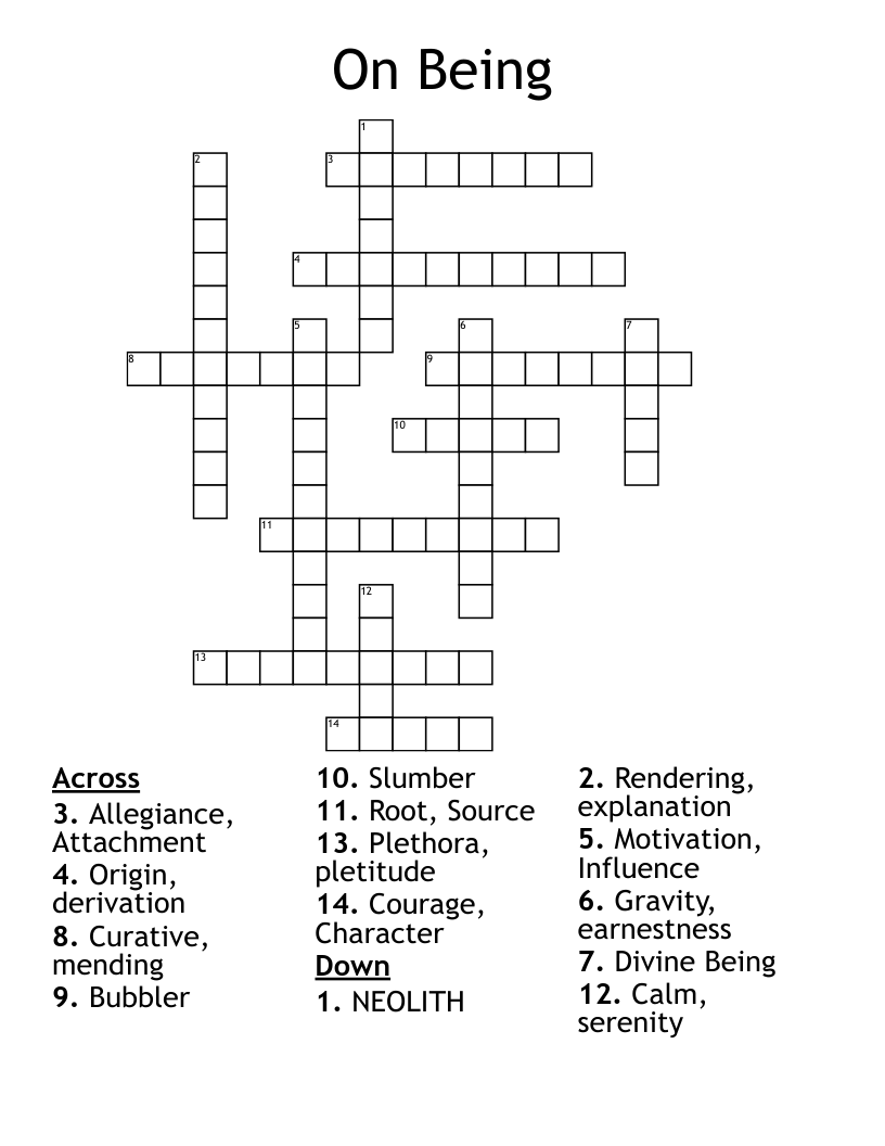 On Being Crossword