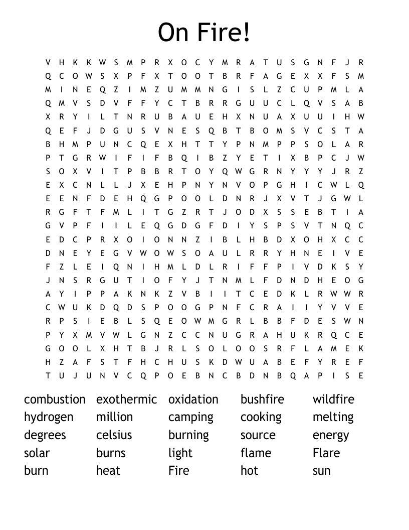 On Fire! Word Search