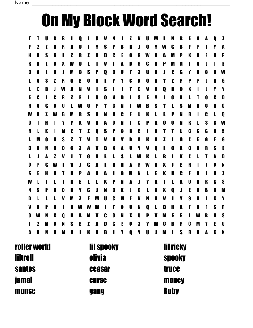 On My Block Word Search!