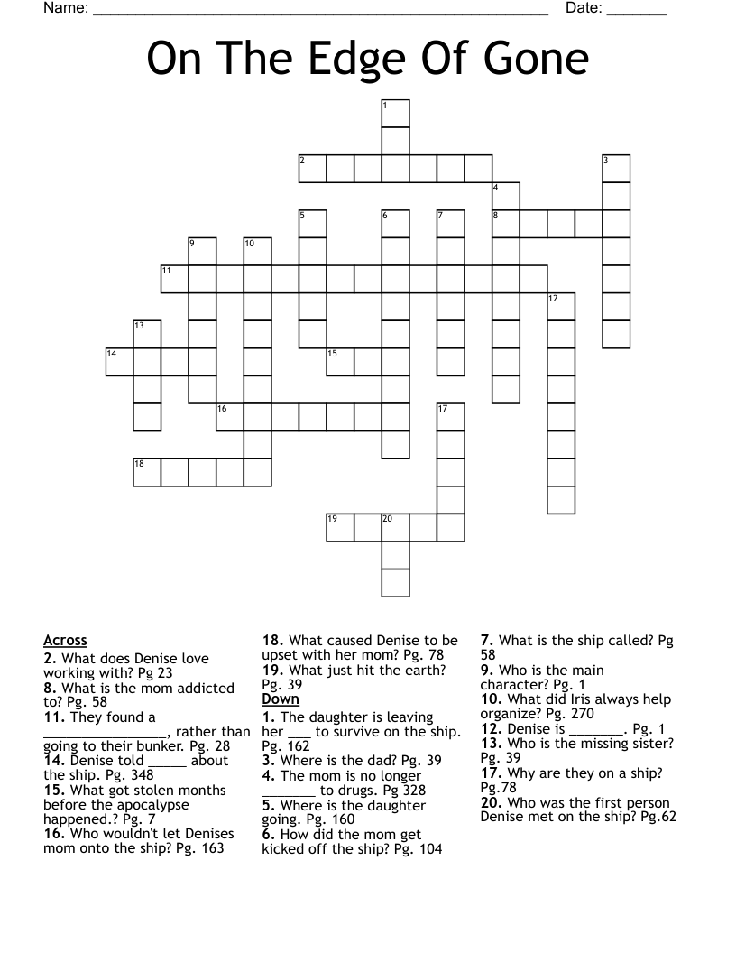 On The Edge Of Gone Crossword