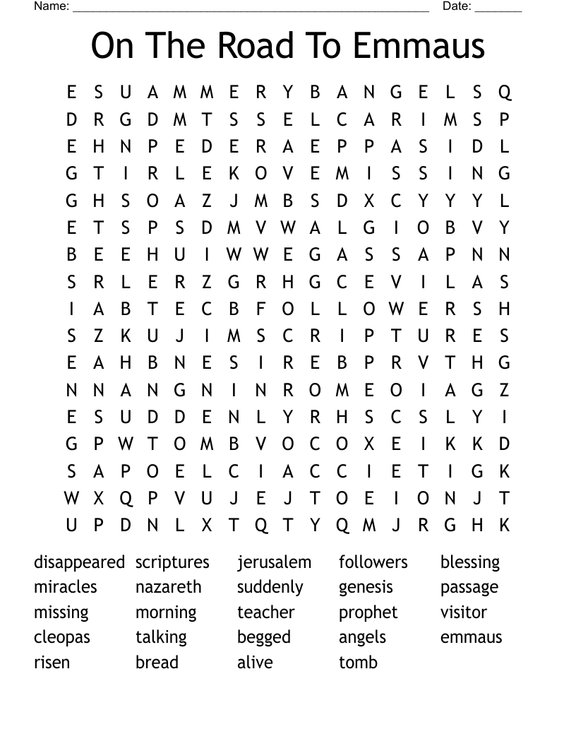 On The Road To Emmaus Word Search