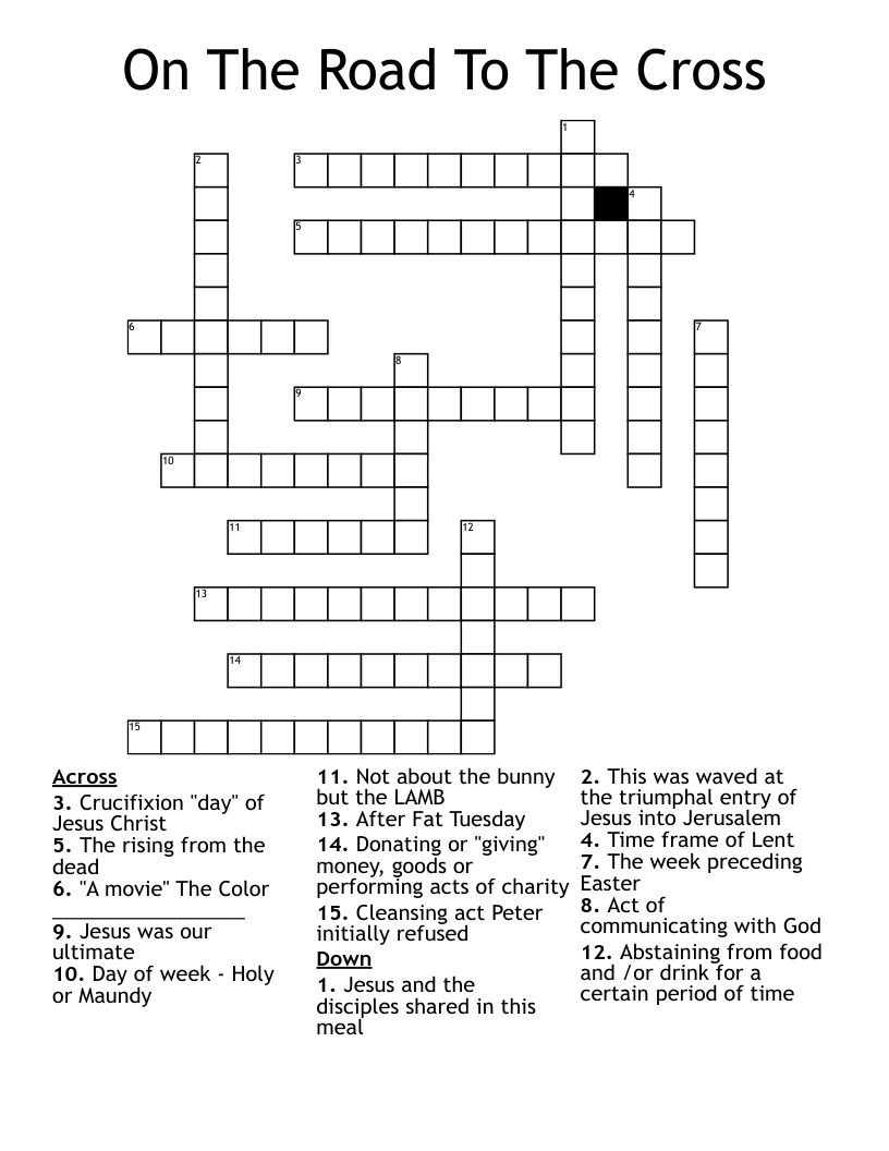 On The Road To The Cross Crossword