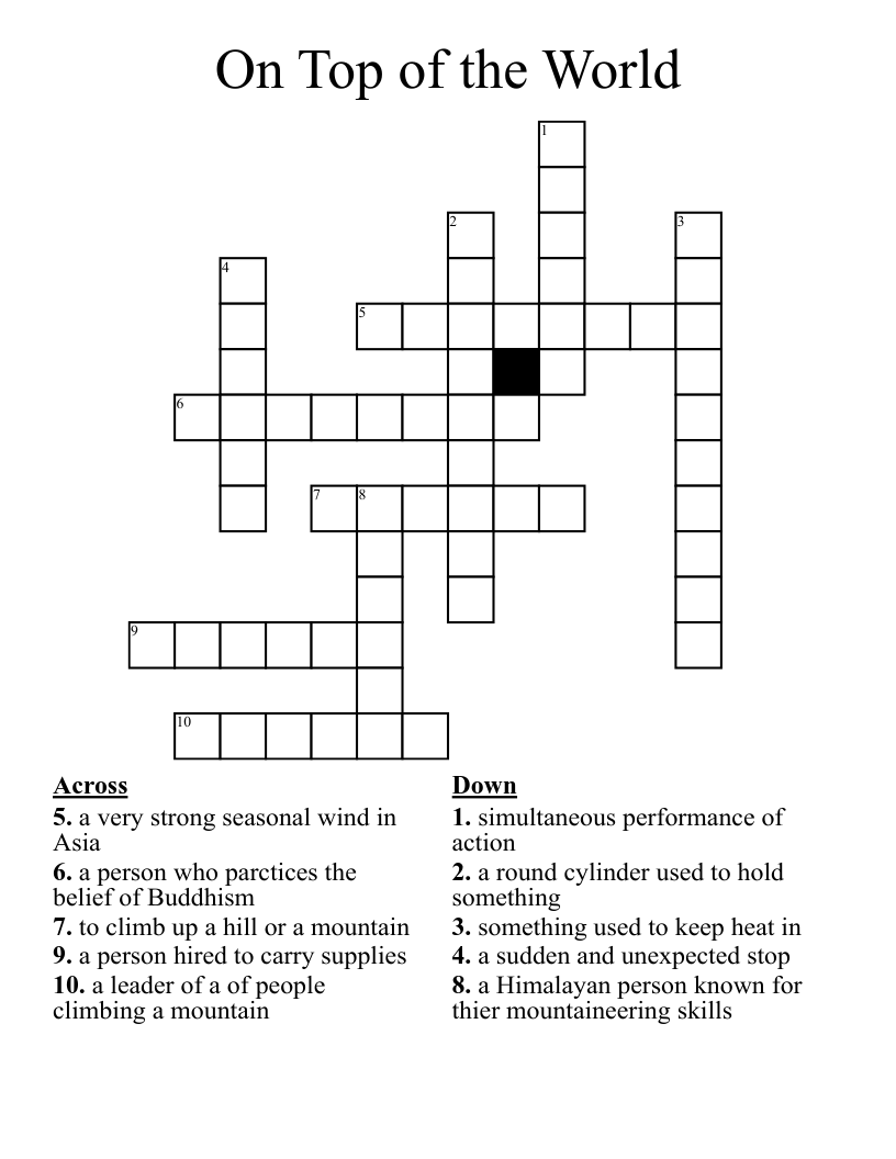 On Top of the World Crossword