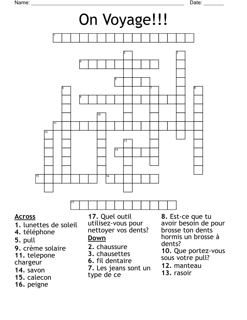 On Voyage!!! Crossword