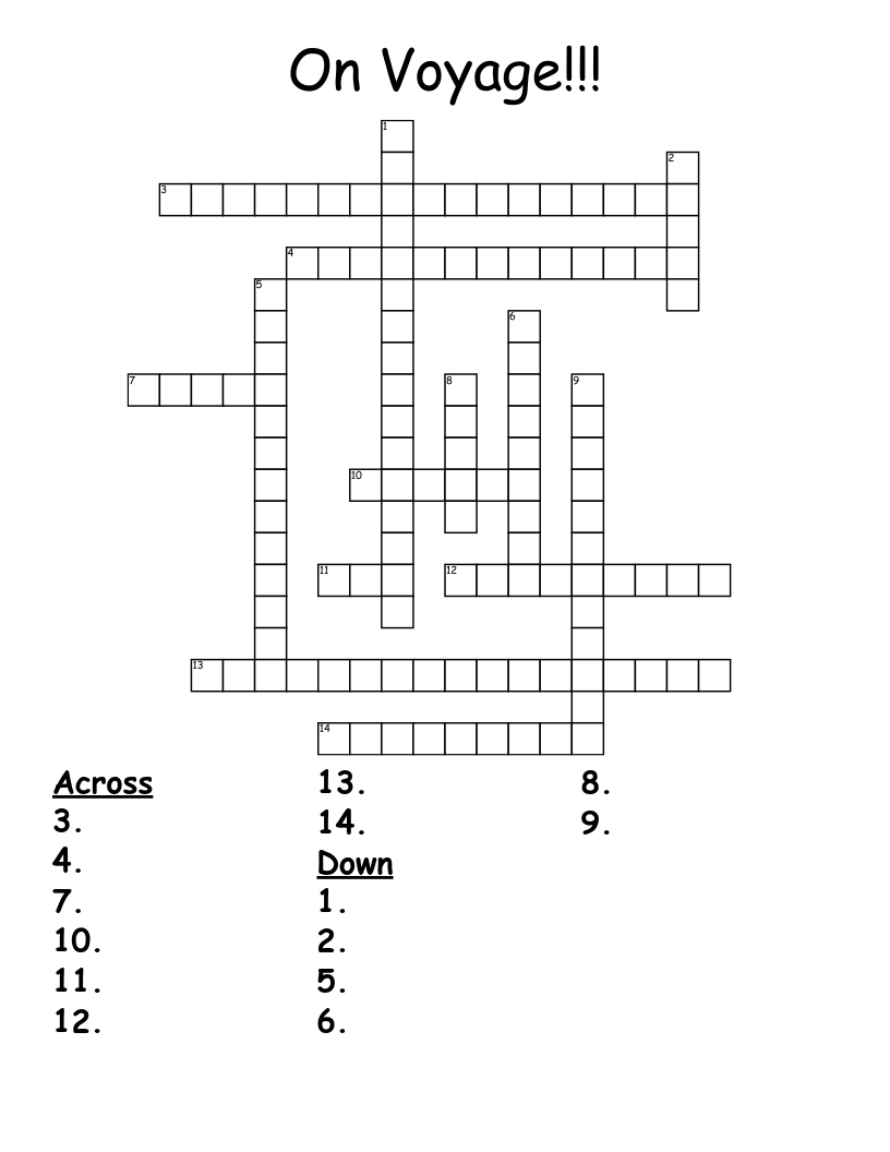 On Voyage!!! Crossword
