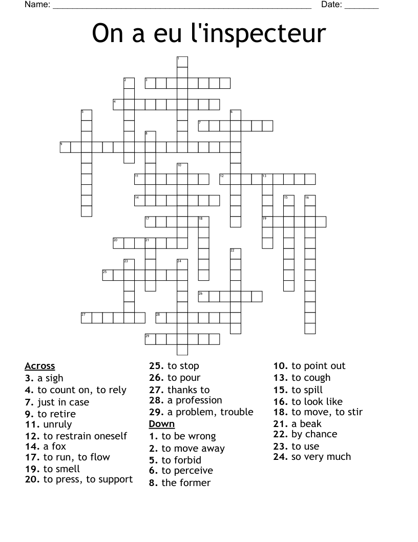 On a eu l'inspecteur Crossword