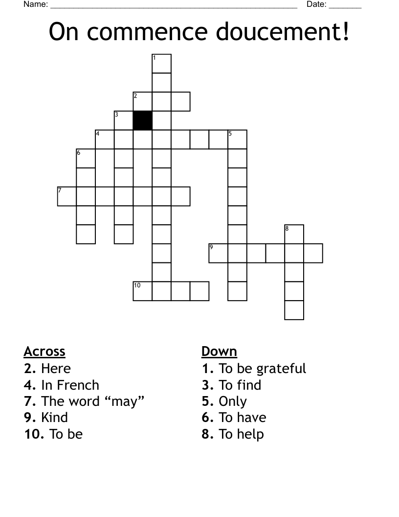 On commence doucement! Crossword