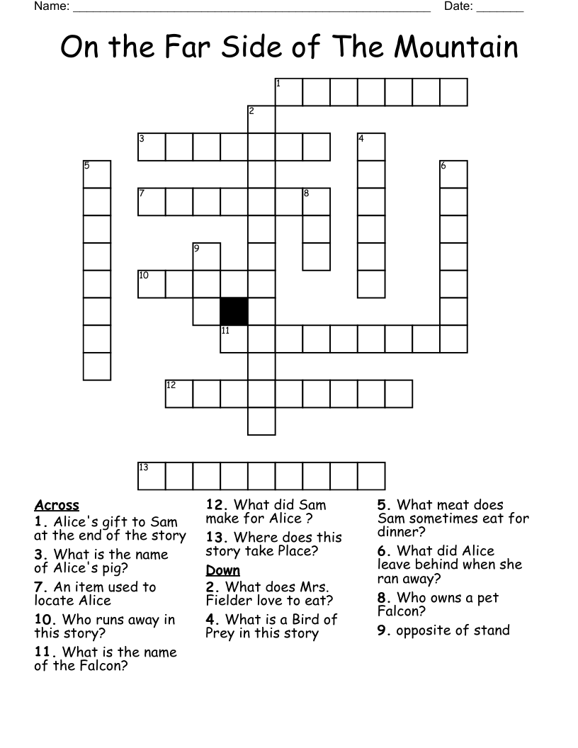 On the Far Side of The Mountain Crossword