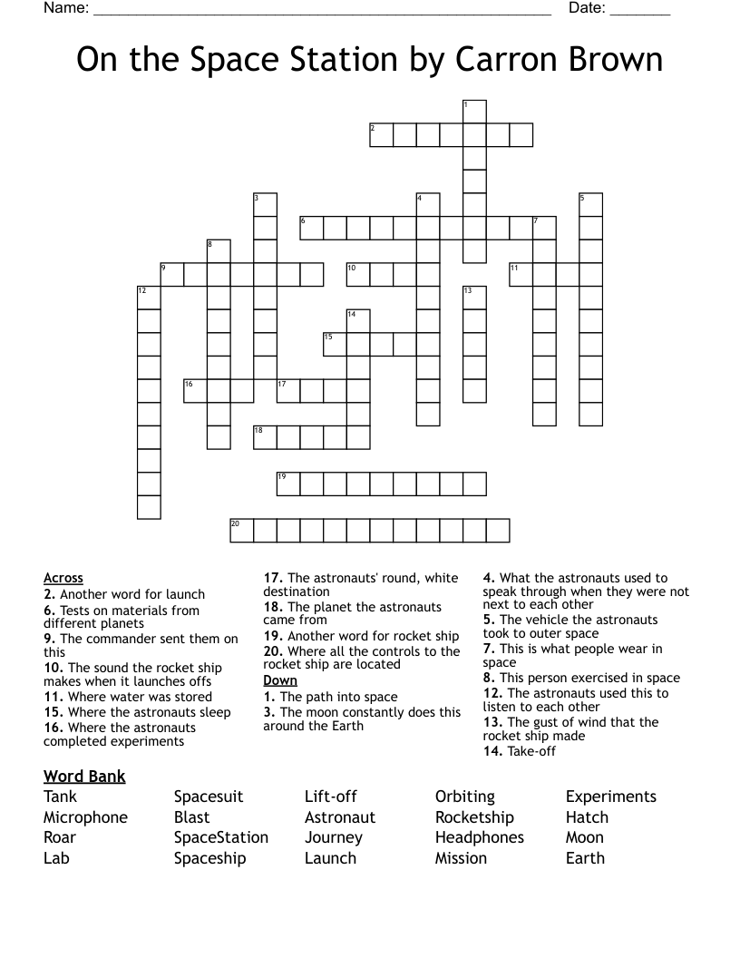 On the Space Station by Carron Brown Crossword