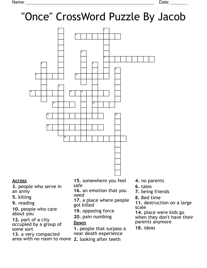 "Once" CrossWord Puzzle By Jacob
