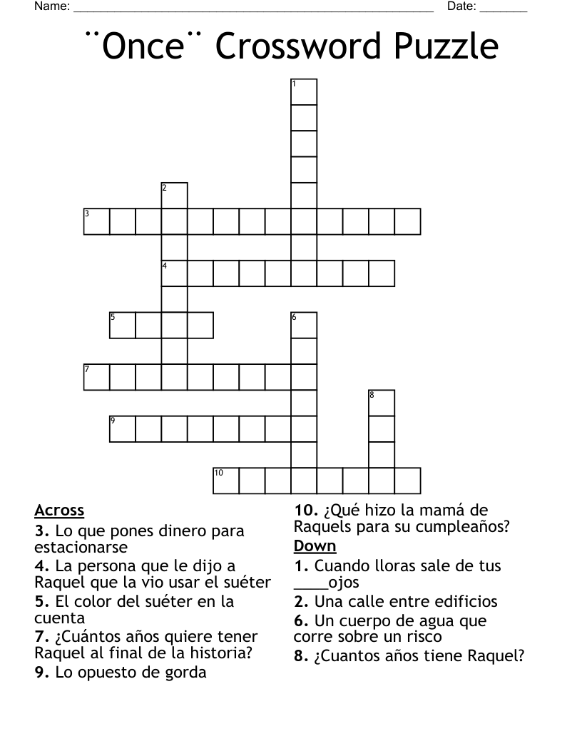 ¨Once¨ Crossword Puzzle