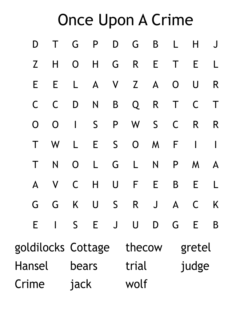 Once Upon A Crime Word Search