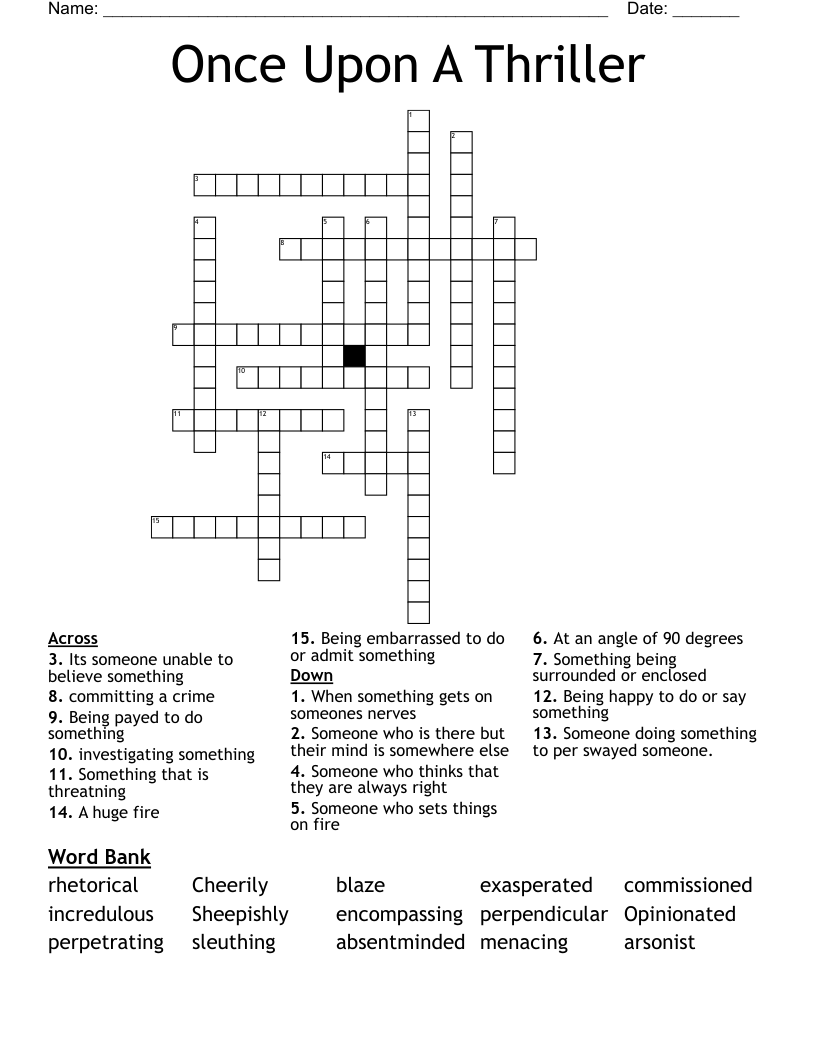 Once Upon A Thriller Crossword